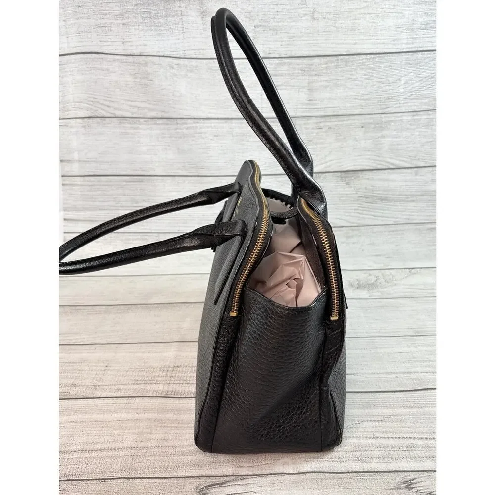 Kate Spade Southport Avenue Lydia Black Leather Large Satchel Shoulder Bag Purse - Picture 2 of 14